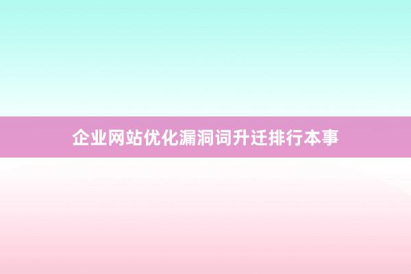 企业网站优化漏洞词升迁排行本事
